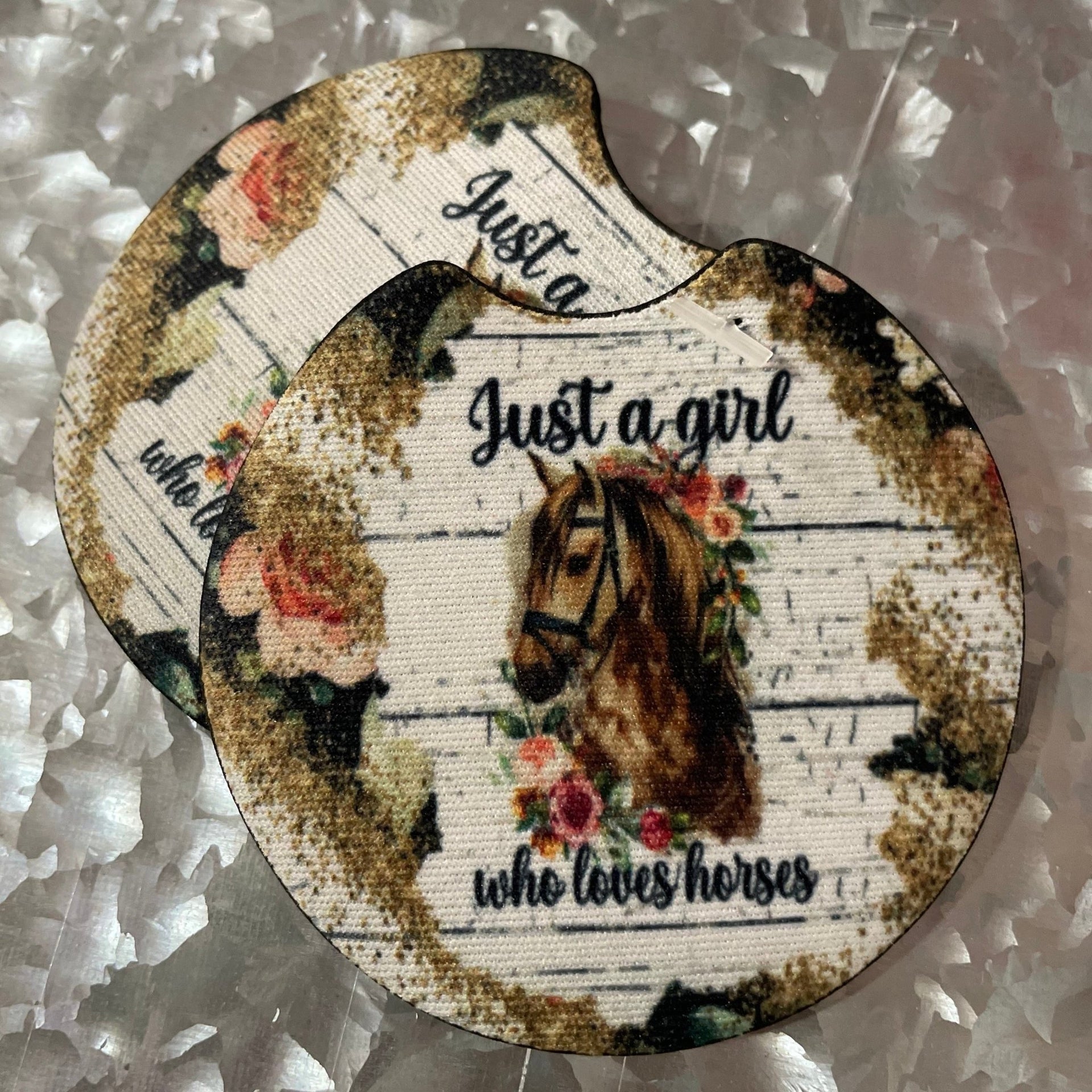 Just A Girl Who Loves Horses Car Coaster Set (2) - Hey Heifer Boutique