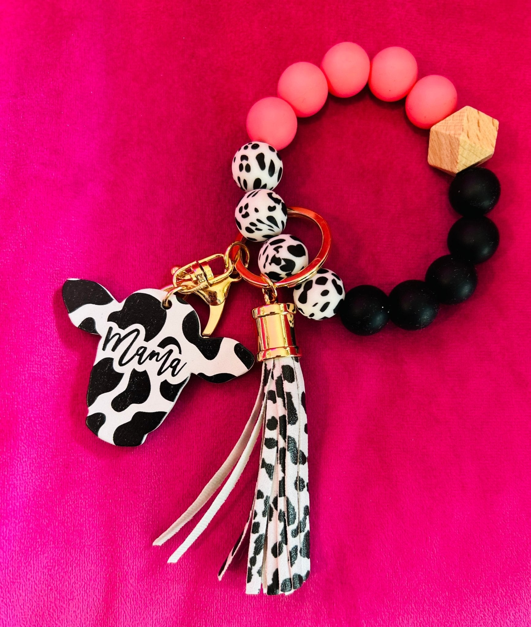 MAMA Cow Wristlet Keychain - Hey Heifer Boutique