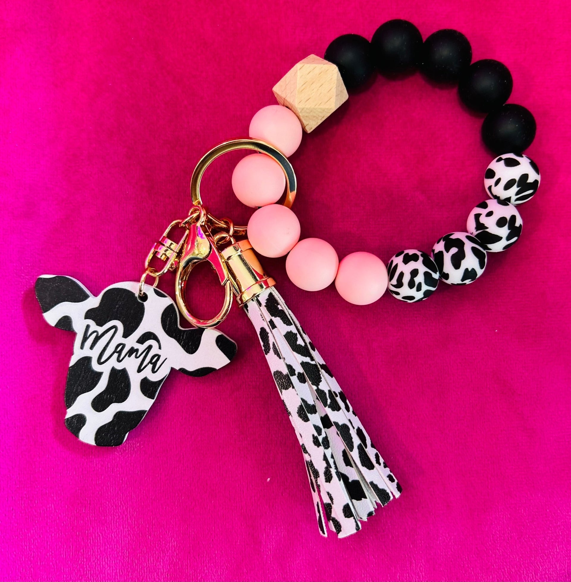 MAMA Cow Wristlet Keychain - Hey Heifer Boutique
