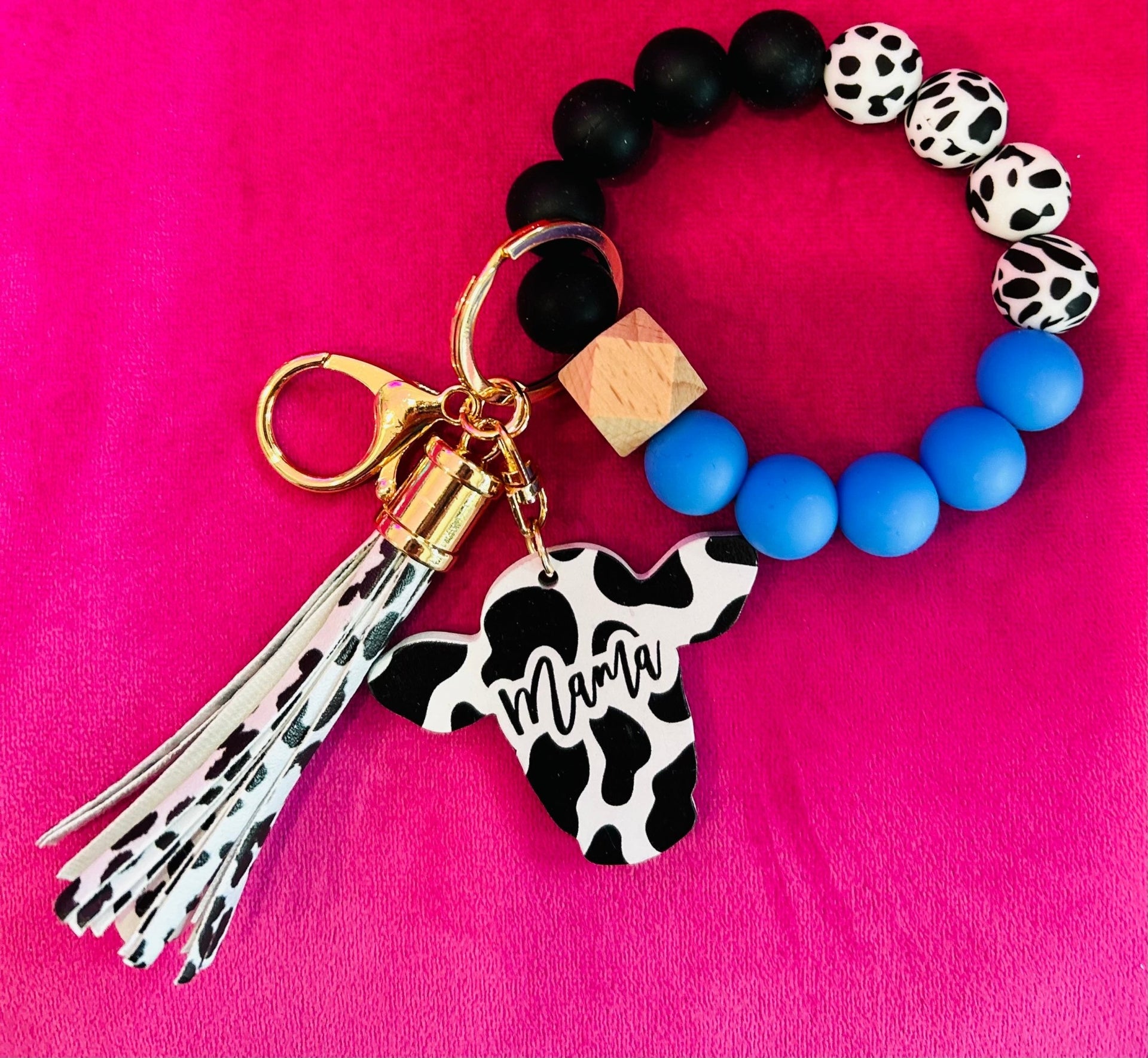 MAMA Cow Wristlet Keychain - Hey Heifer Boutique