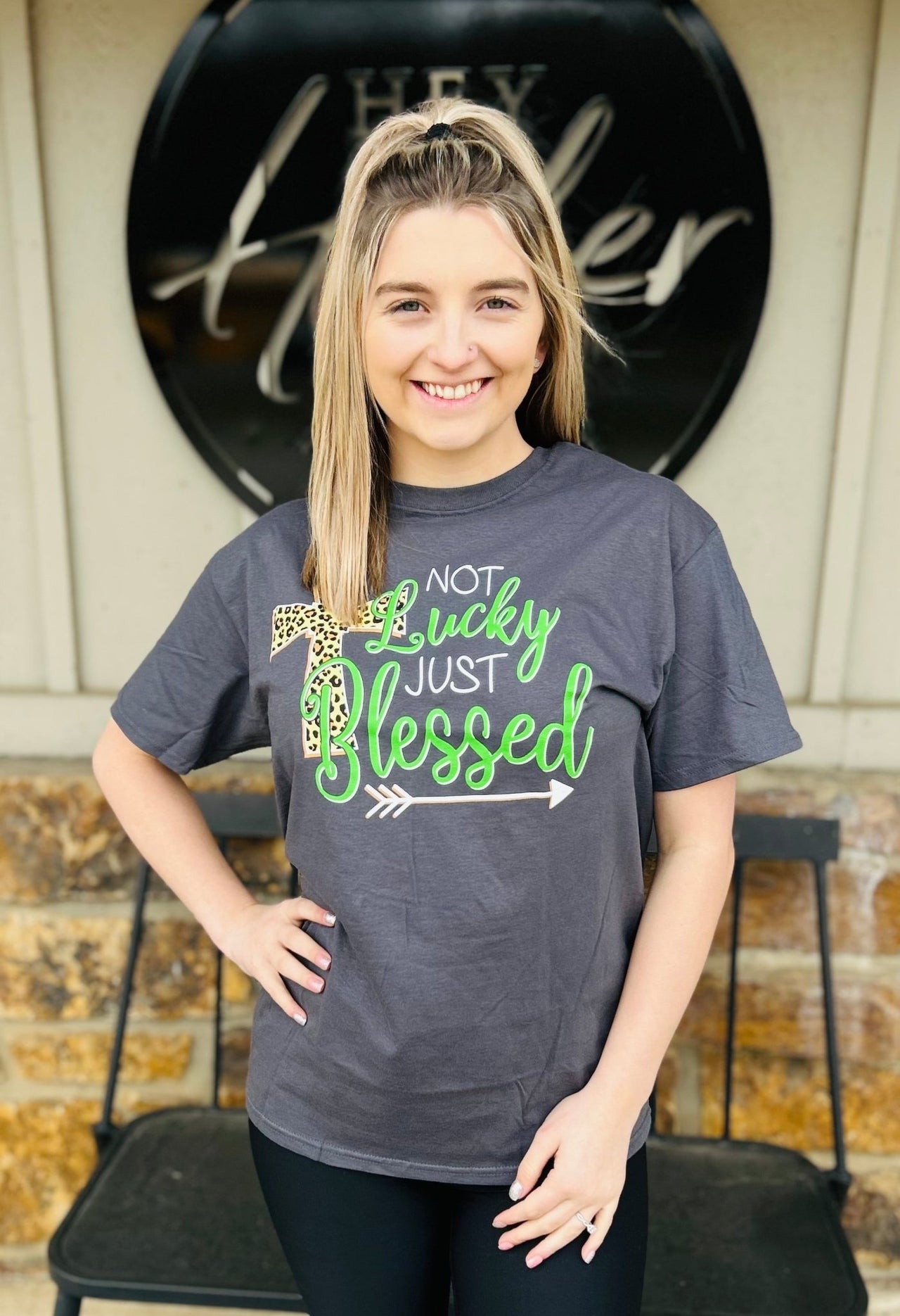 Not Lucky Just Blessed Tee - Hey Heifer Boutique