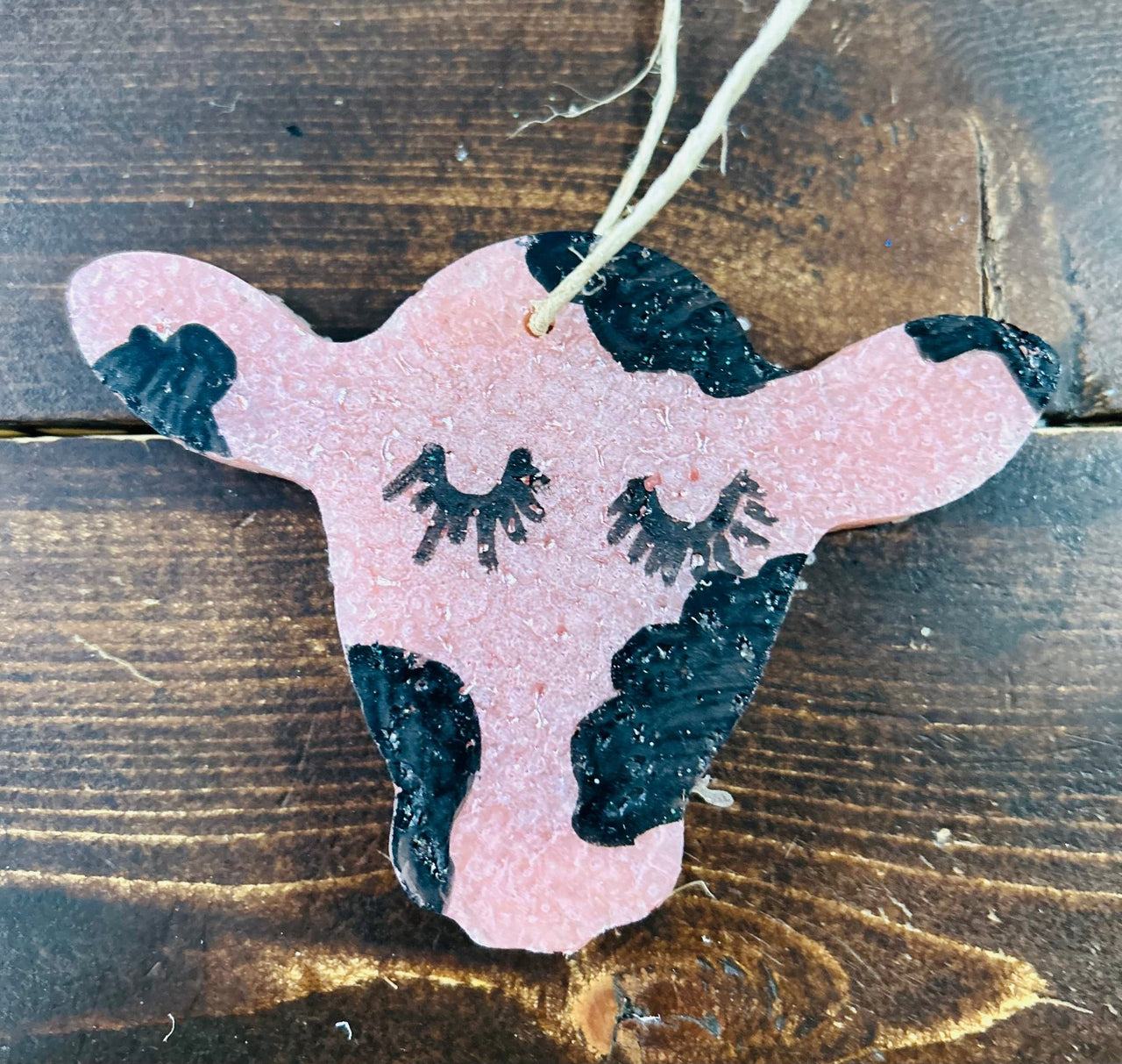 Pink Cow Head Car Freshie (Leather) - Hey Heifer Boutique