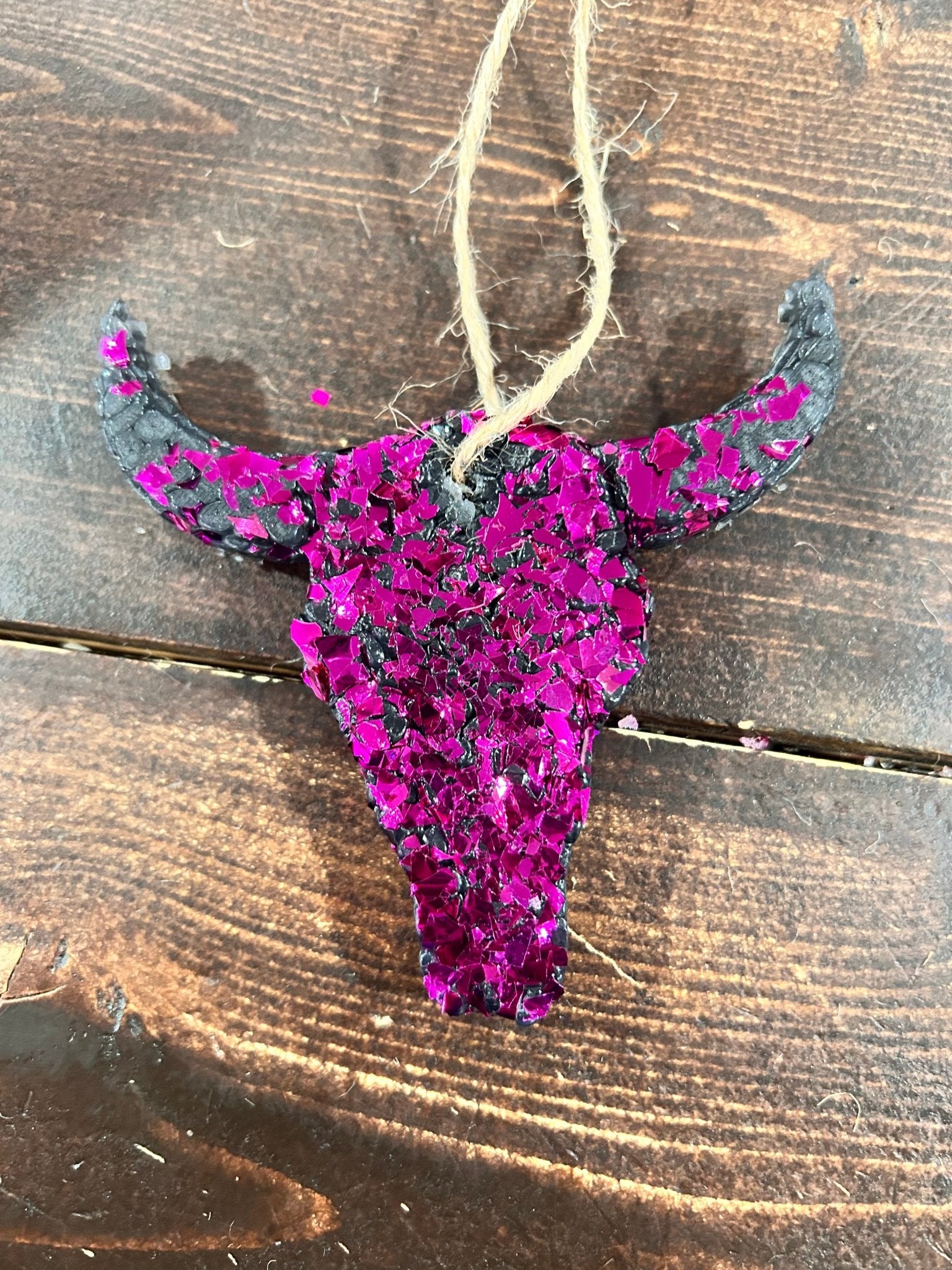 Pink Glitter Bullhead Car Freshie - Hey Heifer Boutique