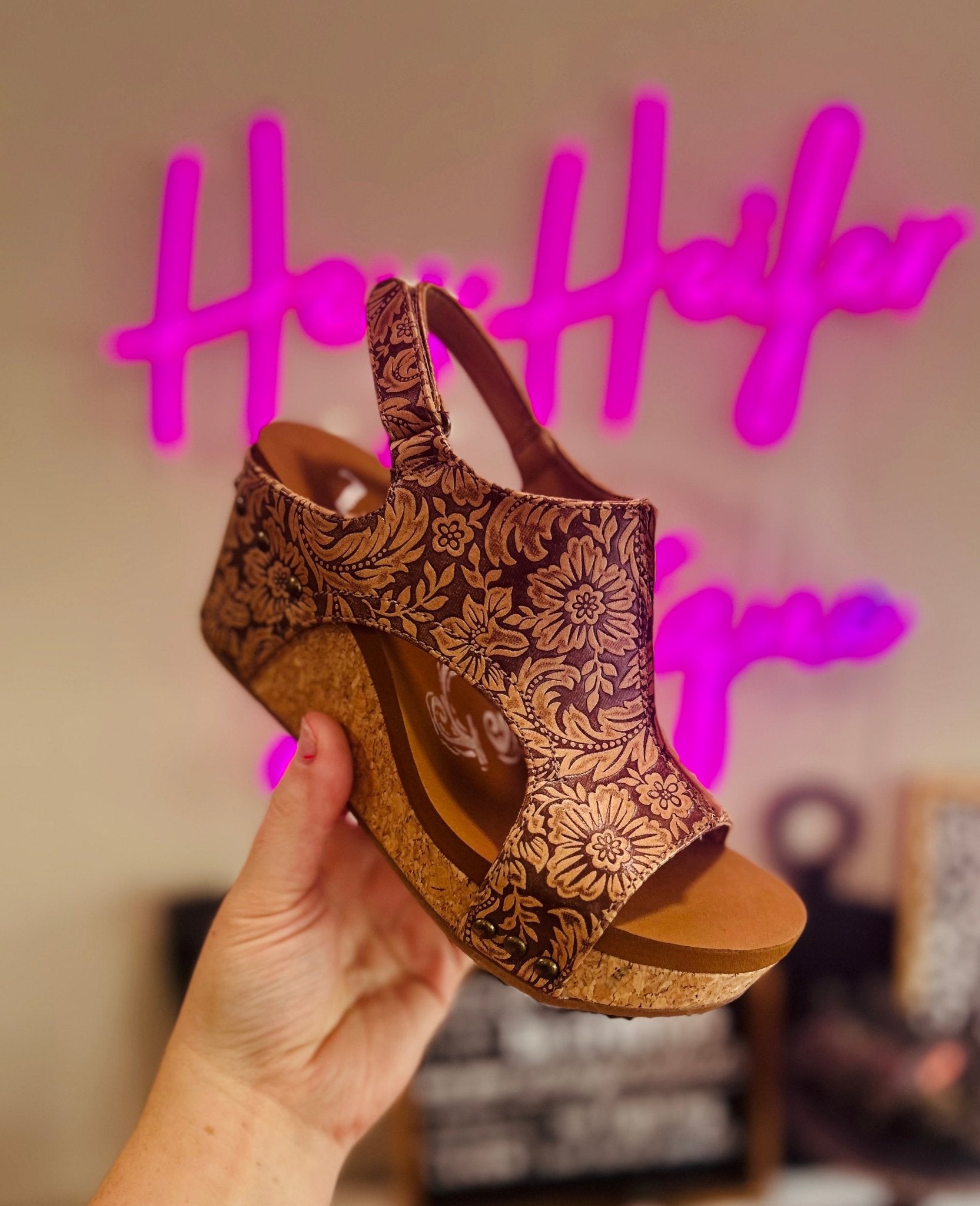 The Nude Tooled Liberty Wedges - Hey Heifer Boutique